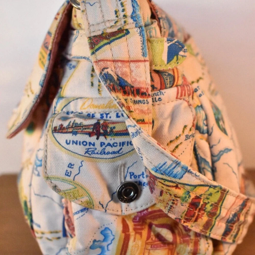 Vintage FOSSIL St Moritz Multi Color Traveler Map Print California